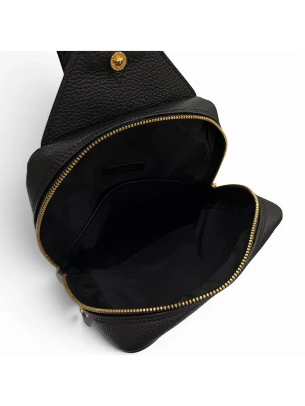 Versace Cowhide Medusa Leather Sling Bag Black Gold
